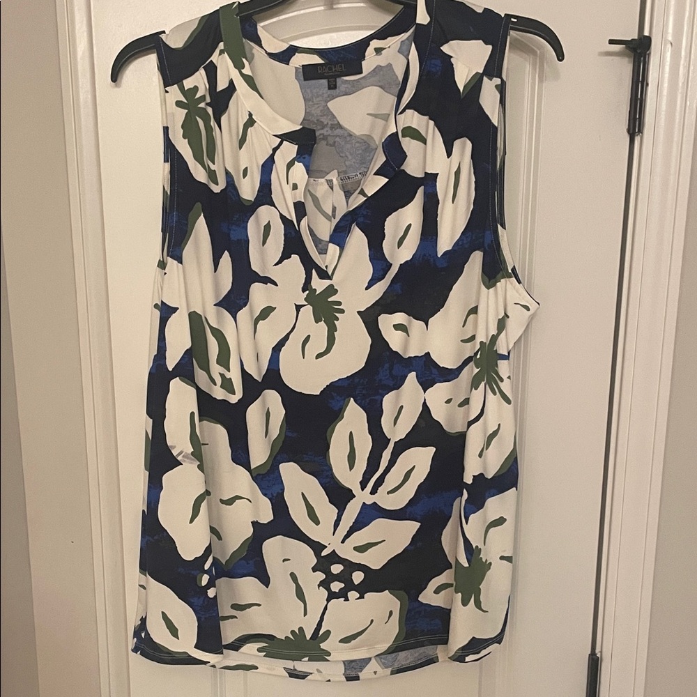Rachel Roy Blue/Green/ White Floral Blouse